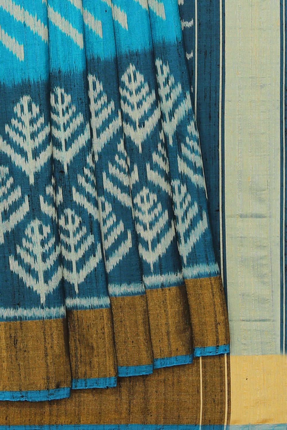 Image of Rajkot Patola Dupion Silk Teal Blue Saree